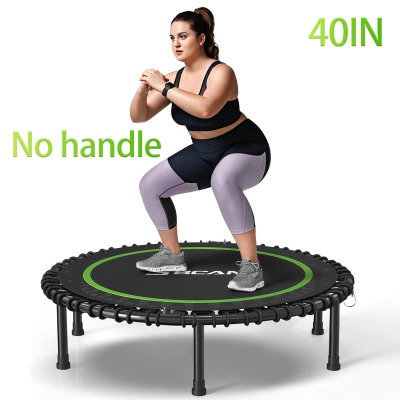 BCAN 450/550 LBS Foldable Mini Trampoline, 40"/48" Fitness Trampoline with Bungees, Adjustable Foam Handle/T-Handle/No Handle, Stable & Quiet Exercise Rebounder for Adults