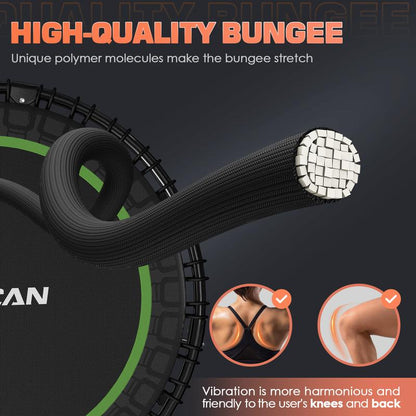 BCAN 450/550 LBS Foldable Mini Trampoline, 40"/48" Fitness Trampoline with Bungees, Adjustable Foam Handle/T-Handle/No Handle, Stable & Quiet Exercise Rebounder for Adults