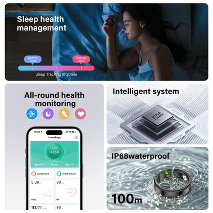 2.0 Smart Fitness Ring – Accurate Distance, Calories & Steps |Activity Tracking, Heart Rate, Sleep, Blood Oxygen& Menstrual Cycle Recording Wearable